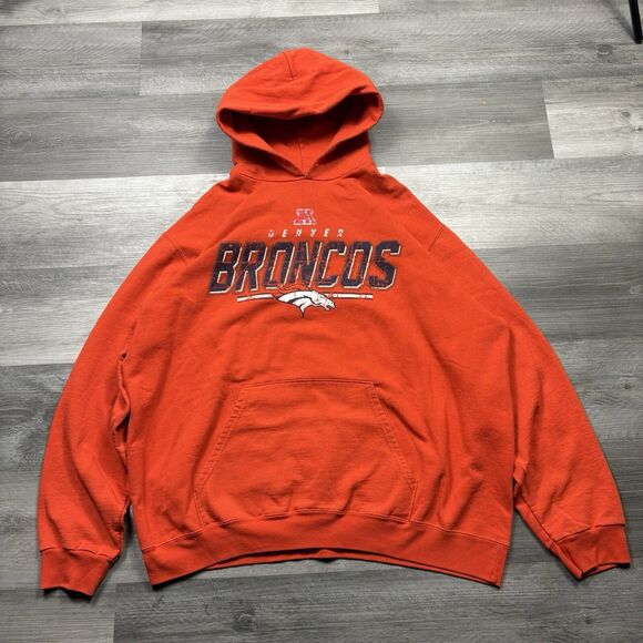 Vintage 2000s NFL Denver Bronco’s Football Hoodie Sweatshirt Orange Size 2XL - Picture 1 of 6